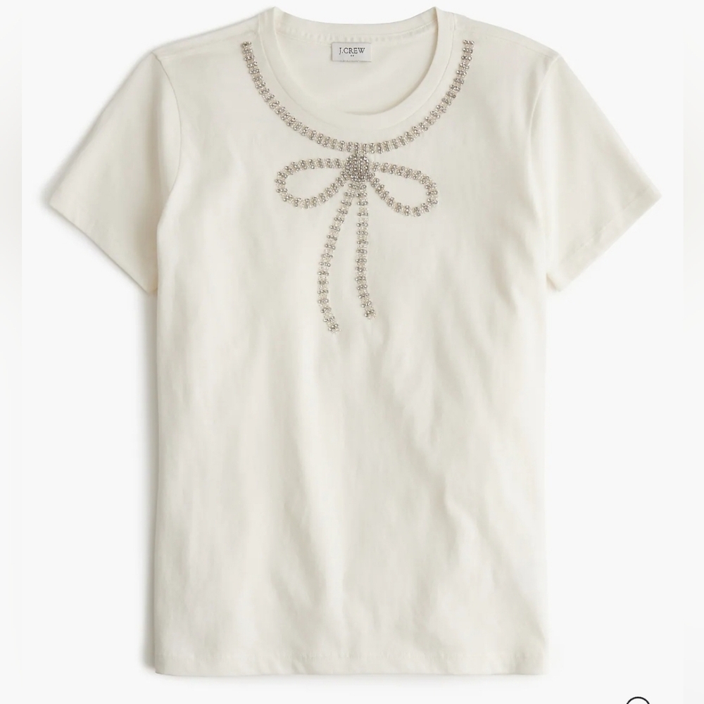 J. Crew Embellished Bow Tee